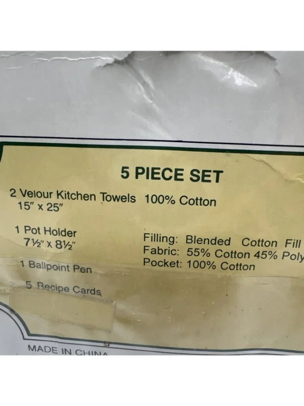 Country Treasures Calico Cat Kitchen Towel Set Potholder Pen Recipe Cards